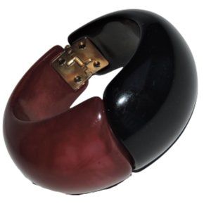 Vintage Clamper Bracelet Red Black Celluloid